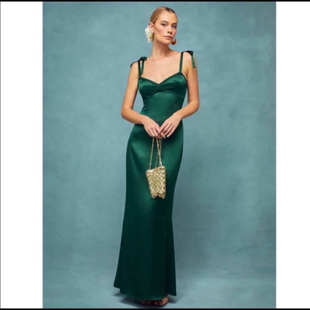 Reformation Gretchen silk maxi dress Emerald 4